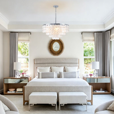 Dimmable Capiz Shell Tiered Chandelier