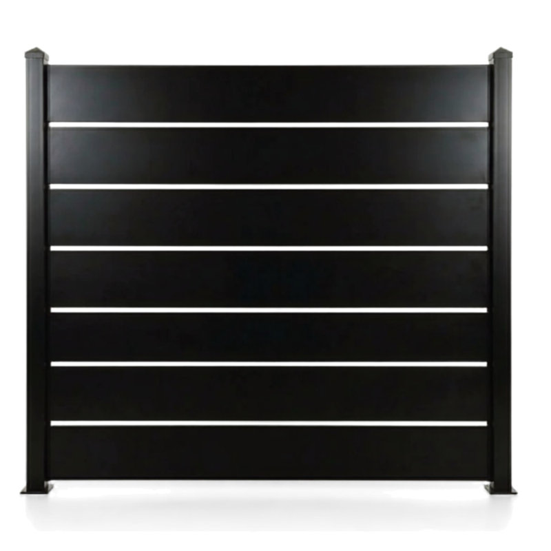 4ft High Aluminium Slatted Fence Kit with 100mm Slats - Modern Garden Fencing (Black & Anthracite Grey), Black