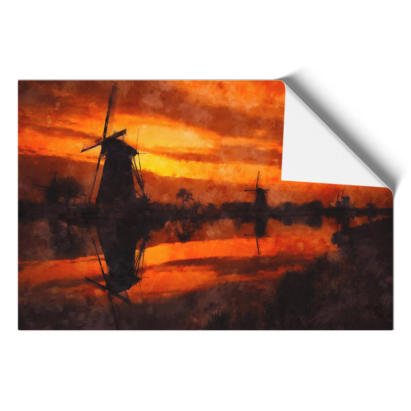 Windmill At Sunset Vol.2 - No Frame Print, 21cm H x 30cm W x 0.1cm D