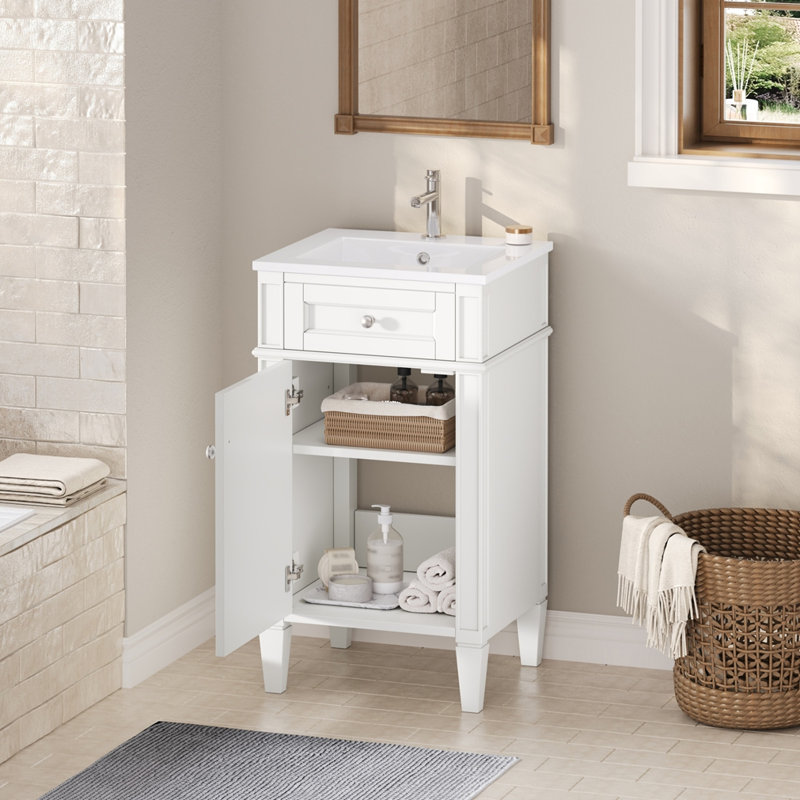 Meuble-lavabo 18 po avec lavabo en céramique, Blanc