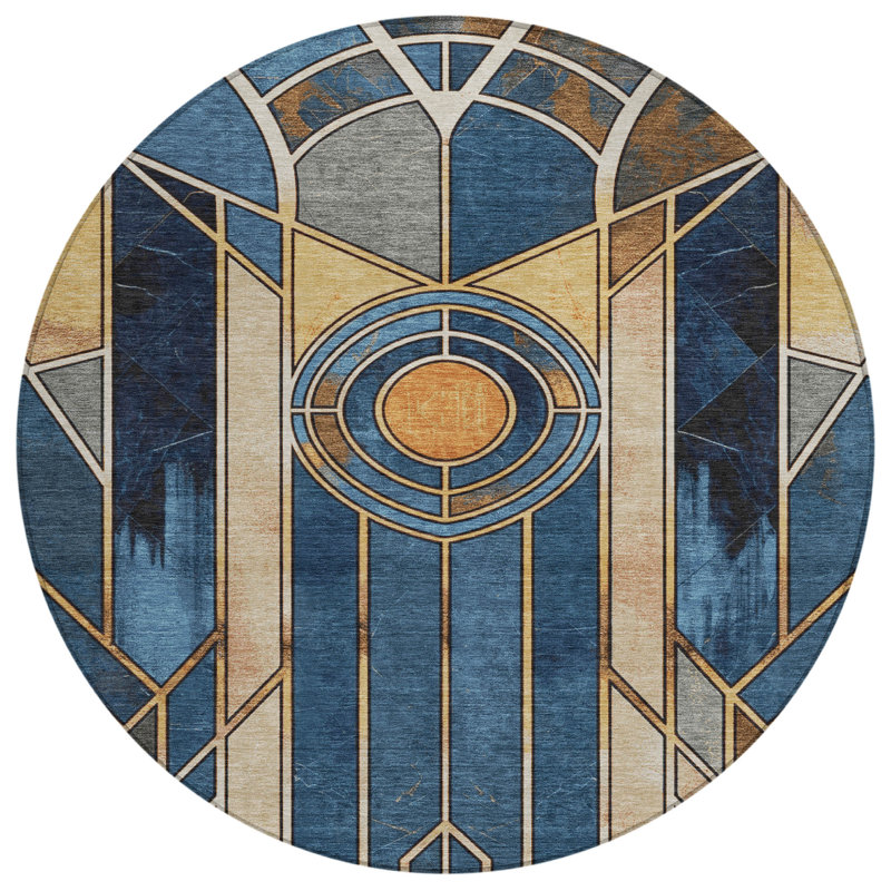 Machine Washable Indoor/Outdoor Kimberlin ACN2176 Geometric Rug, Rectangle 10' x 14'