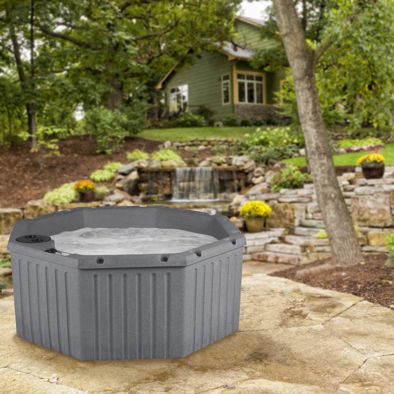 Gray Granite 5-Person Octagon Hot Tub with 11 Jets