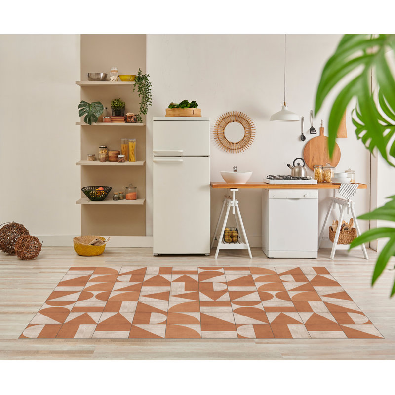 Cleek Vinyl Machine Printed Area Rug, Rectangle 2'7.5" x 9'10.1"