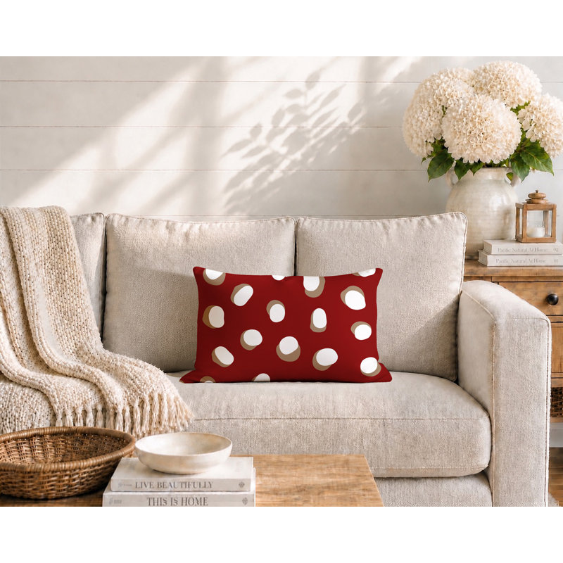 Oreiller réversible intérieur / extérieur Jayi Spots, 25 x 18, Rouge
