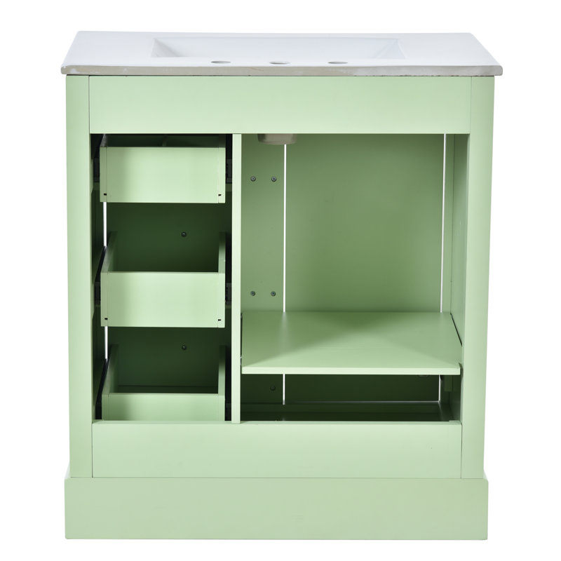 Armoire de salle de bain 30 po - Apparence élégante pour améliorer l'espace de rangement du meuble-lavabo, Vert