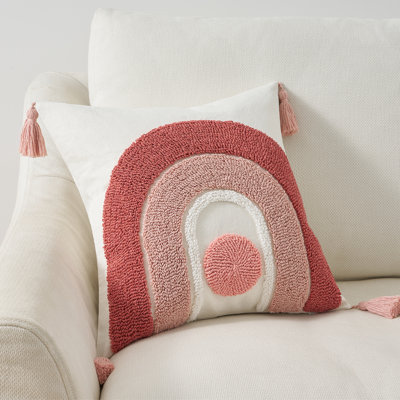 Tufted Throw Pillow Cover with Handwoven Stripes, Linen Cotton Decorative Cushion Case, Set of 1