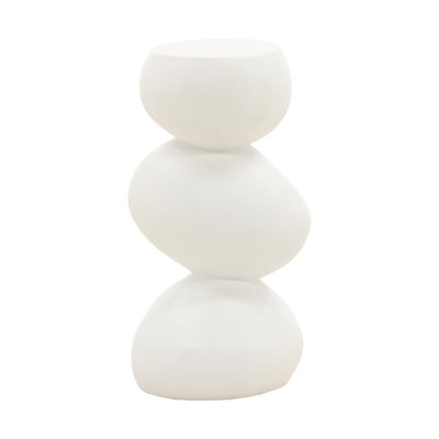 Serenade 22" Tall Outdoor Concrete End Table, White by Ivy Bronx