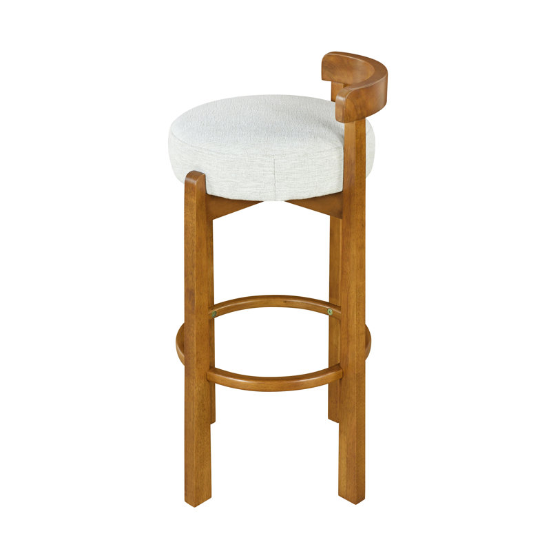 Tabouret de bar d'intérieur en bois à dossier bas, finition noyer, ensemble de 2