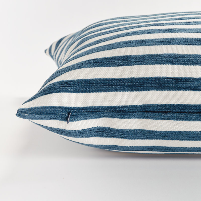 Striped Indoor/Outdoor Reversible Throw Pillow, Dark Blue, Square 24"