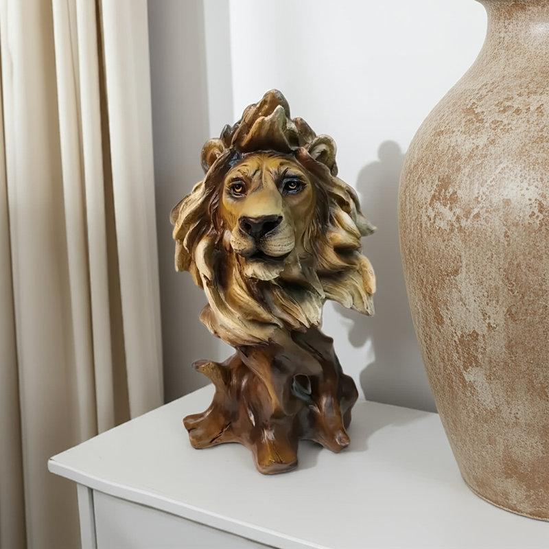 Majestic Lion Head Statue Decorative Artwork