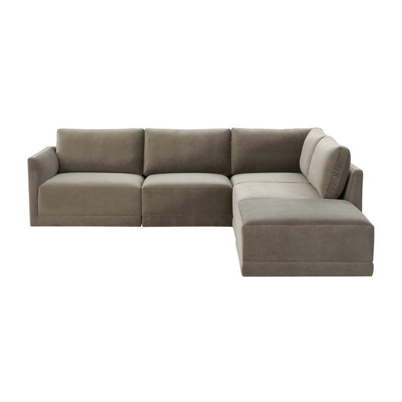 Canapé modulaire 5 pièces Deirdre Taupe Raf, Velours taupe