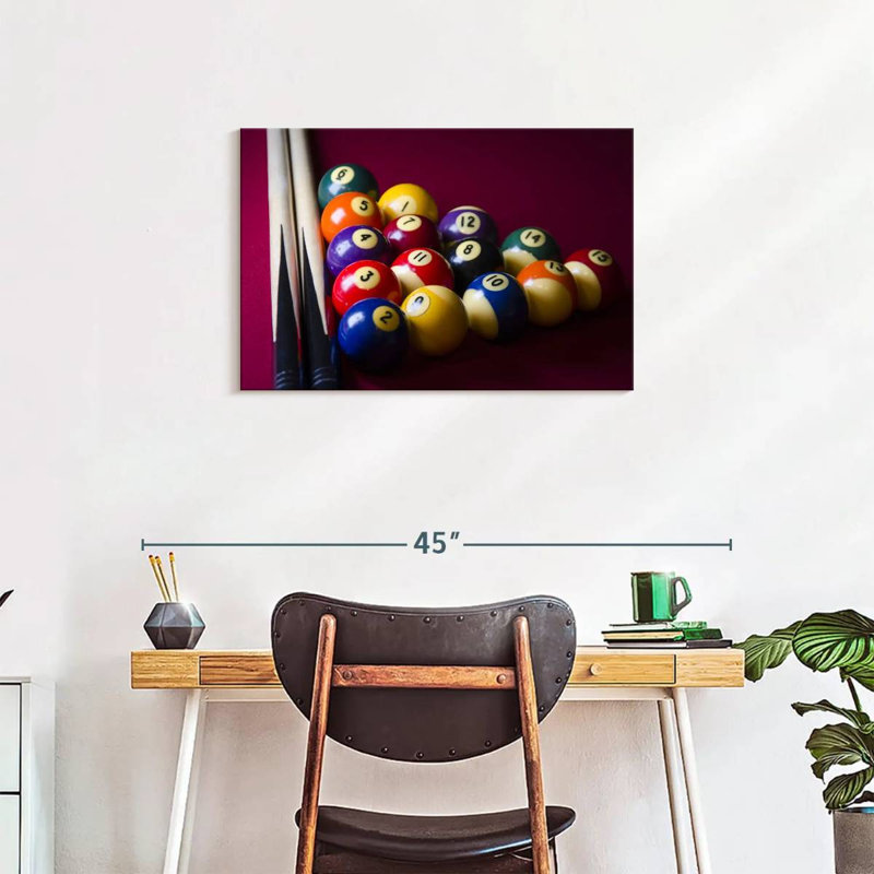 " Red Pool Table ", 20" H x 30" W x 1.25" D