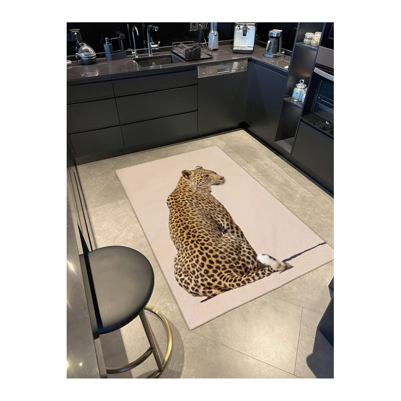 Tapis beige lavable à la machine, Carré 3 pi 3 po