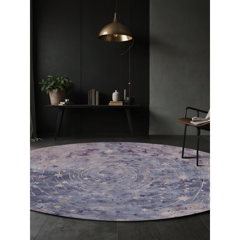 Machine Washable Purple Area Rug, Round 6'