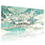 Paysage et nature, paysage de village d'hiver avec maisons enneigées et pont, ensemble de 3 impressions sur toile-684321369