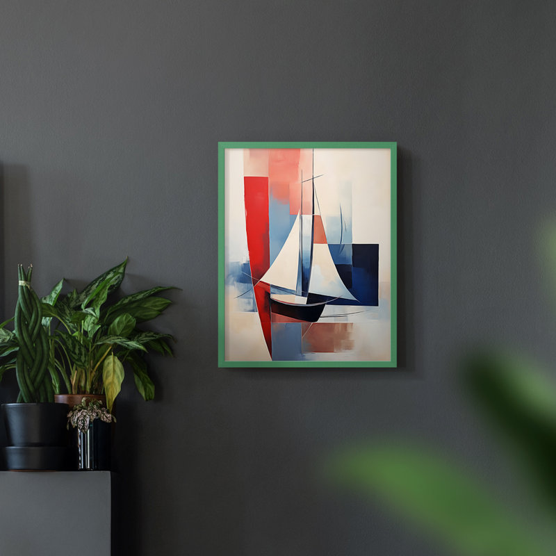 Série NAUTICAL CD - Impression encadrée de qualité supérieure - Prêt à accrocher - Aucun clou requis, Vert, H 11 po x l 9 po