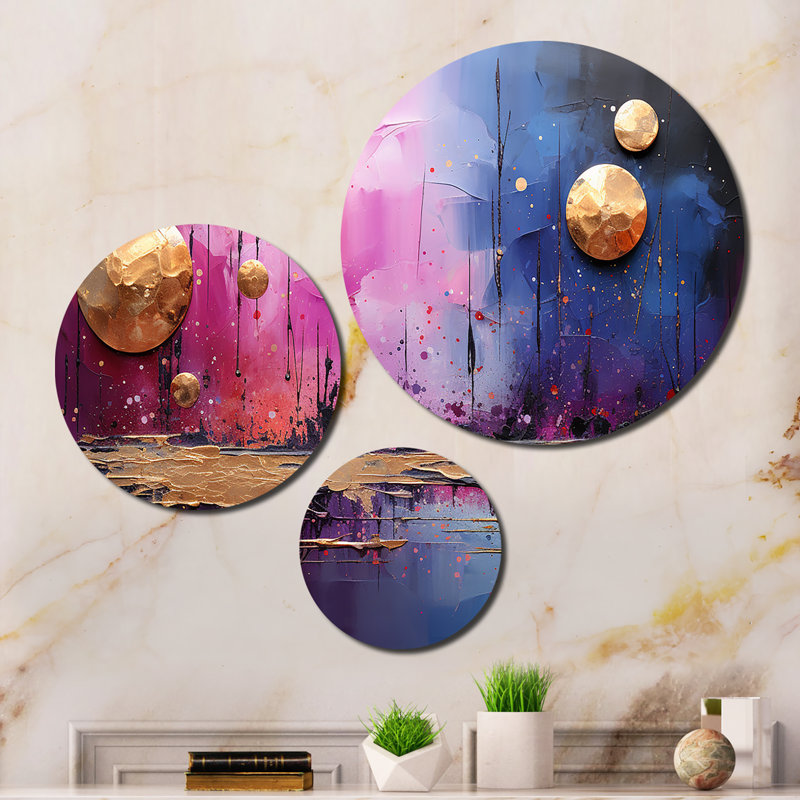 Cosmic Collage III Abstract Wall Decor on Metal