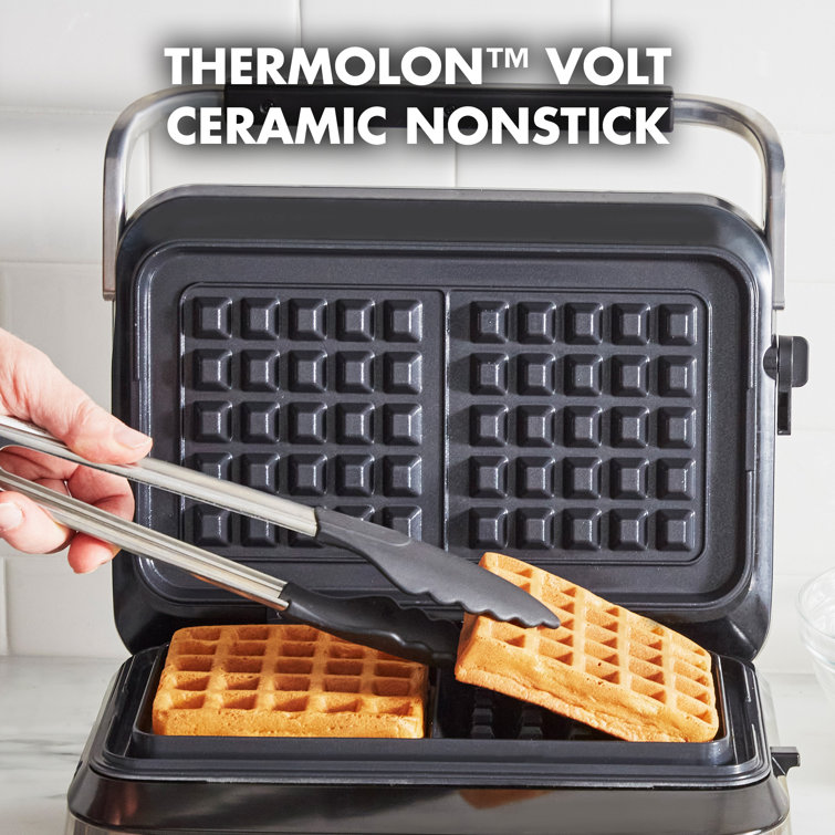 Elite Ceramic Nonstick 4-Square Waffle Maker, Black