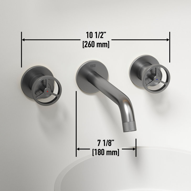 Cass 3" H Two Handle WaterSense Wall Mount Bathroom Faucet, Brushed Nickel