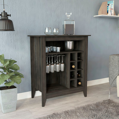 Bar, 1 tablette ouverte, 6 porte-bouteilles encastrés, 1 tiroir