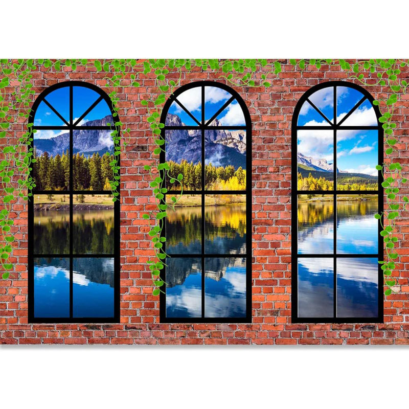 Adhésif mural fenêtre vue de la nature, L 100 po x l 144 po