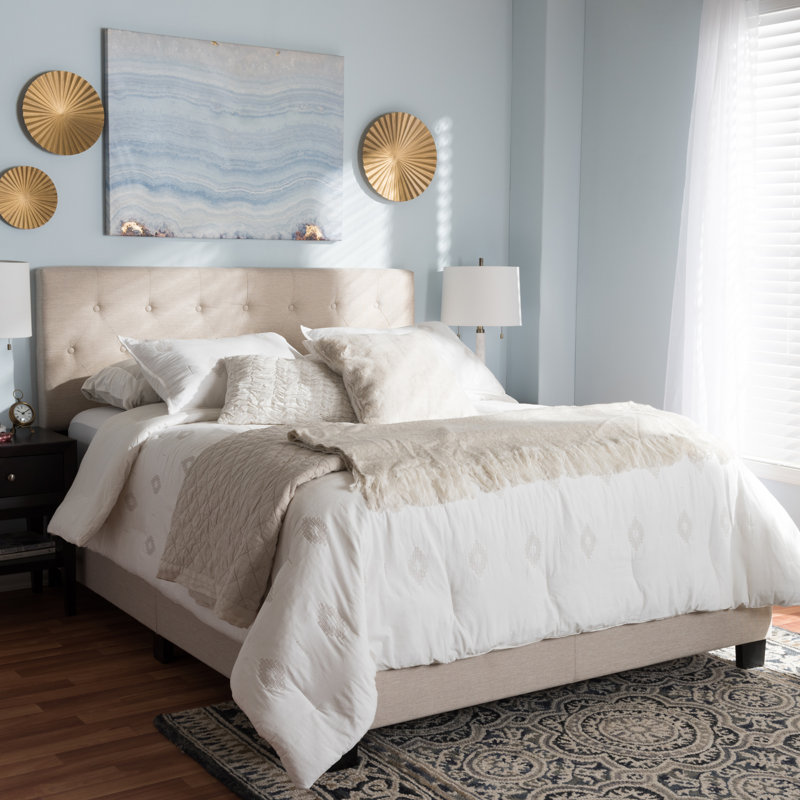 Baconton Upholstered Platform Bed, Queen, Beige