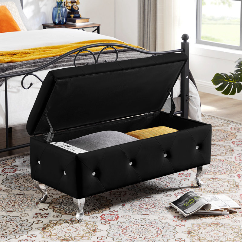 Storage Ottoman Bench, Black