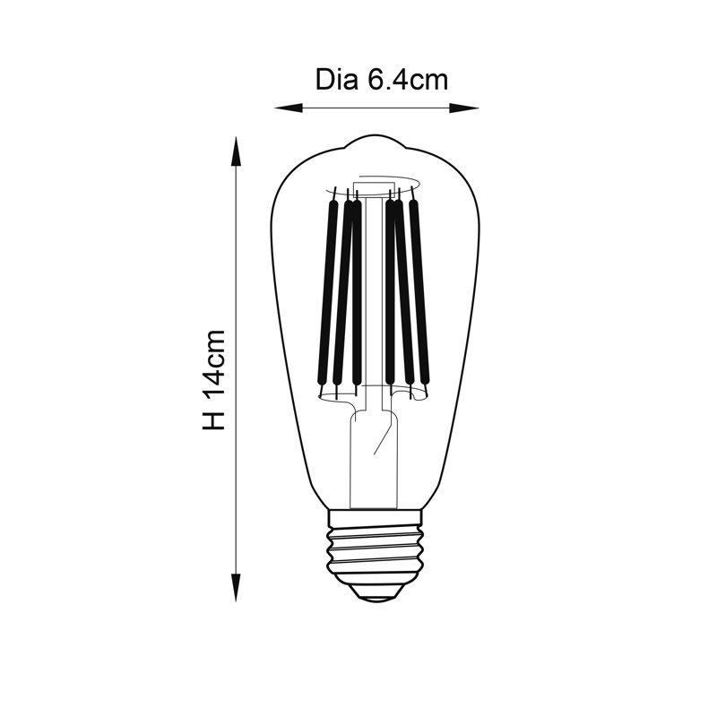6W E27 ES ST64 Amber Pear LED Dimmable Bulb - 540lm 2500K Warm White