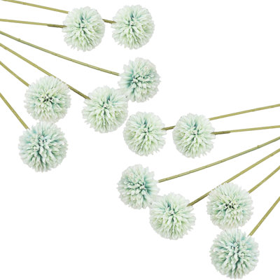 12pcs Artificial Chrysanthemum Ball Flowers Silk Hydrangea Bridal Wedding Bouquet for Home Garden Party Office Coffee House Decoration