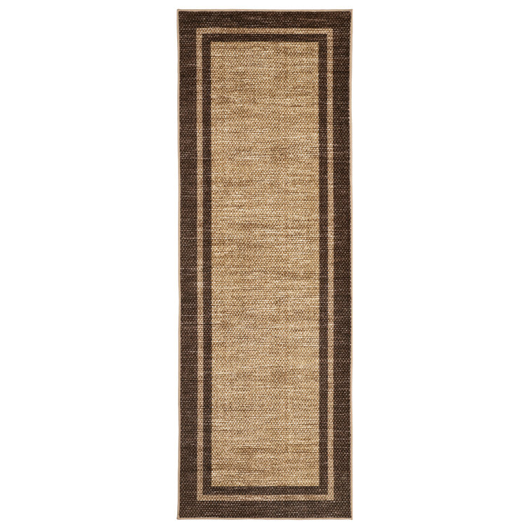 Modern Bordered Area Rug Washable Rug for Living Room, Neutral Minimalist Carpet, Soft Thin Low Pile Non Shedding Floor Covering, Indoor Foldable Non Slip Mat for Bedroom