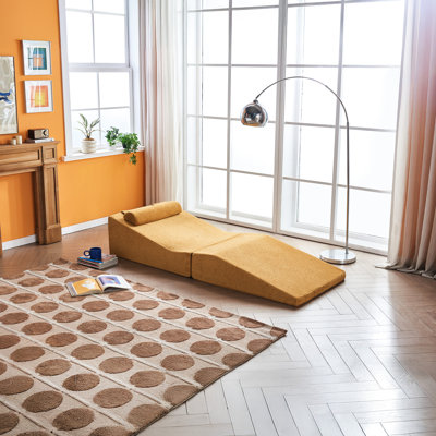 Chaise longue multifonctionnelle pliable et portable, matelas en mousse haute densité pour chambre à coucher, revêtement en velours, oreiller amovible pour salon, amovible