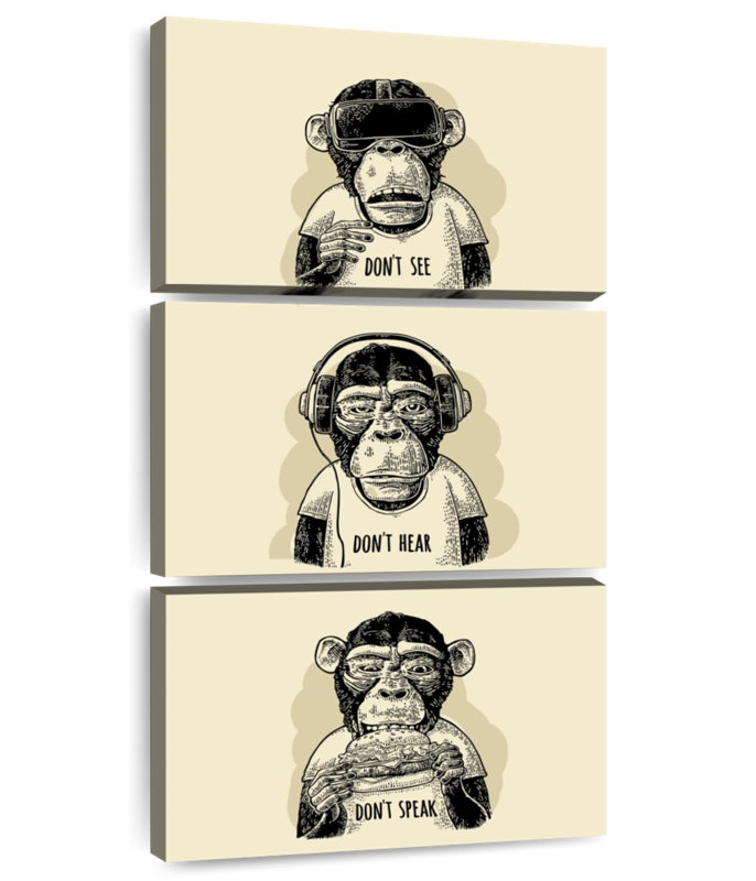 Hipster Wise Monkeys, H 32 po x l 15 po