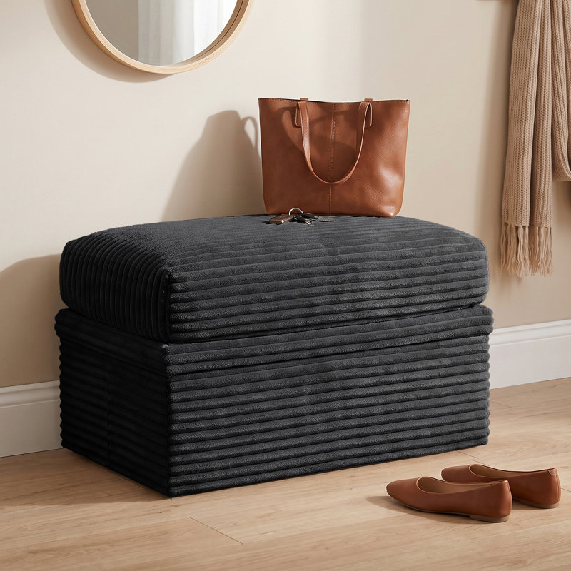 Pouf de rangement rembourré en velours côtelé, module individuel pour canapé d'angle, Black