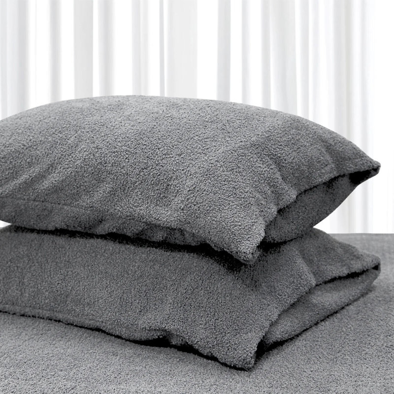 Queen-Size Fluffy Teddy Fleece Fitted Sheet 3-Piece Set, With Deep-Pocket Fitted Sheet & 2 Pillowcases