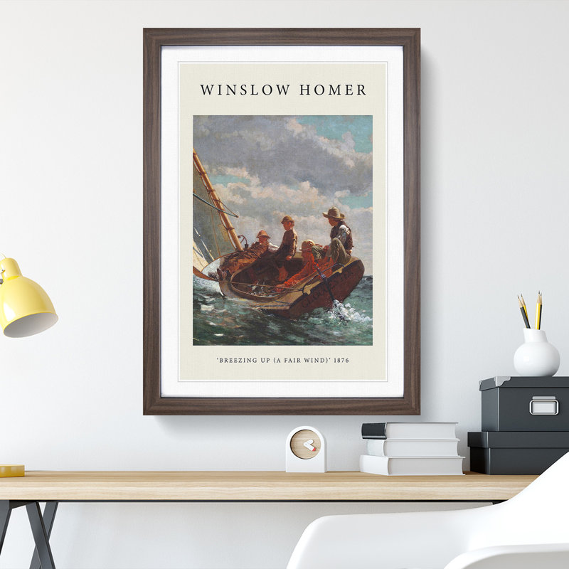 A Fair Wind by Winslow Homer - Picture Frame Painting, Walnut Framed, 65cm H x 48cm W x 2cm D