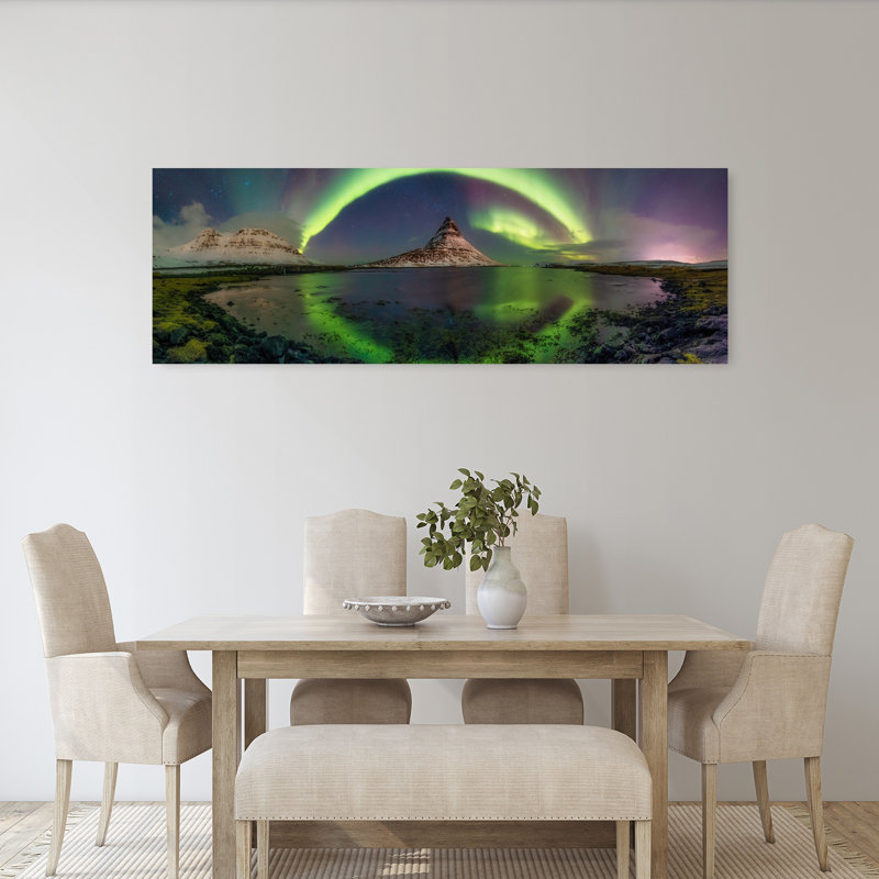 «Northern Lights Mountain», art dramatique paisible, paysage dramatique, H 20 po x l 60 po