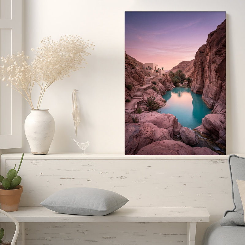 Art mural sur toile, "Desert Canyon Pool", H 24 po x l 18 po
