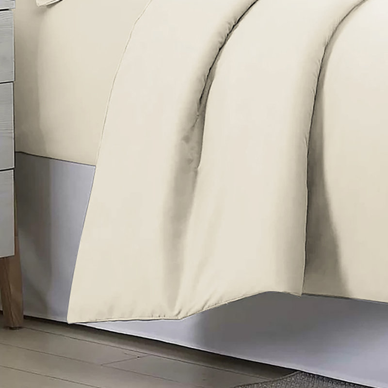 Humiston Solid Colour Duvet Cover Set with Pillowcases, Cream, Single Duvet Cover + 1 Standard Pillowcase