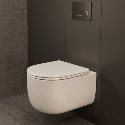 Los Flexi Round Wall Mount Toilet Bowl, Soft-Close Seat, Rimless Tornado Flushing