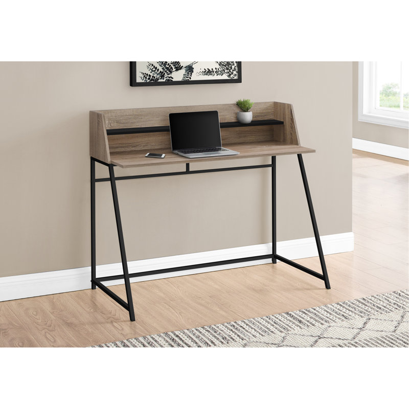 Bureau d'ordinateur, bureau personnel, ordinateur portable, tablettes de rangement, L 48 po, travail, stratifié brun, contemporain, moderne