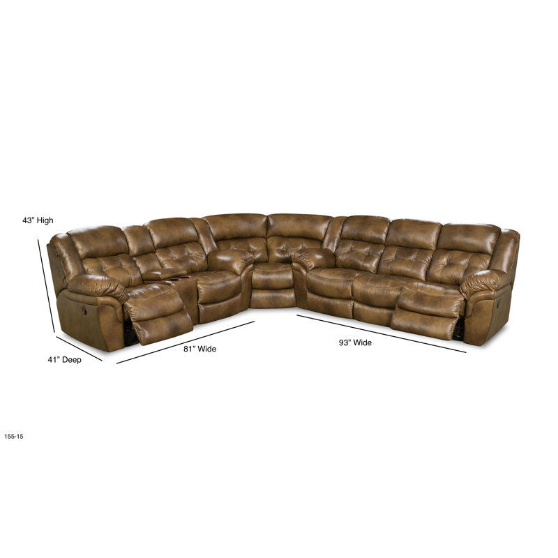 Taylorann Reclining Console Sectional - Saddle, Brown