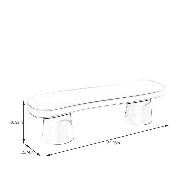 Banc de rangement Talayia, Gris clair, H 16,92 po x l 59,05 po x P 15,74 po