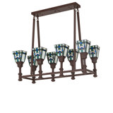 36" Long Prairie Wheat 8 Light Oblong Chandelier