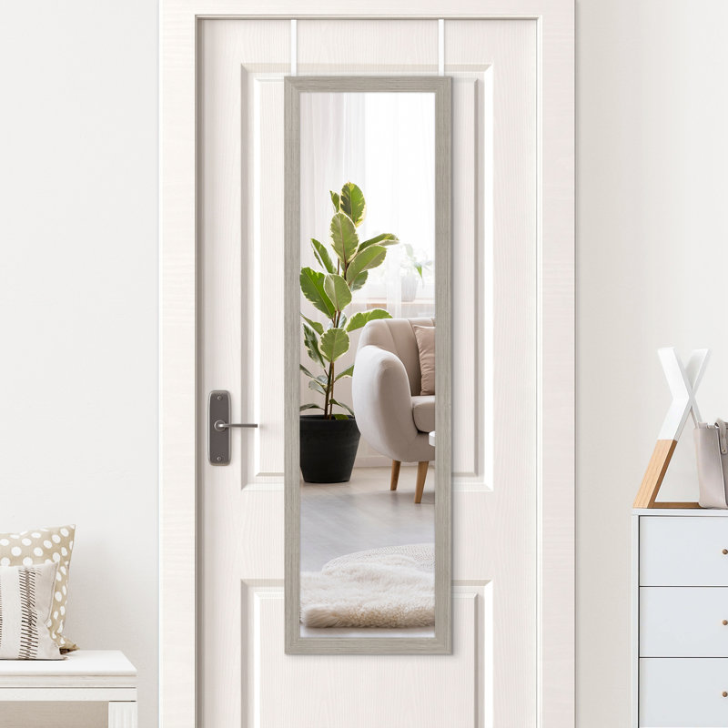 Anjolina 12 x 48 Over The Door - Full Length Hanging Mirror with Shatter-Resistant Glass, Driftwood