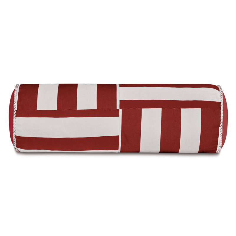 Riptide Neckroll Pillow In Khaki, White/Red