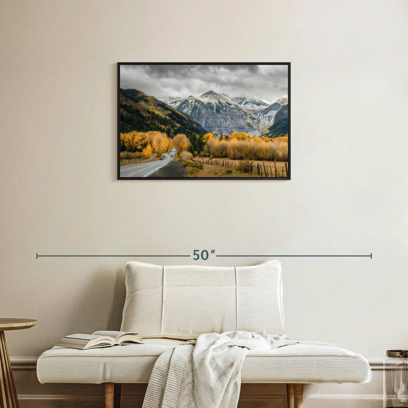 Route d'automne à Telluride, Cadre flottant noir, 31 po x 21 po