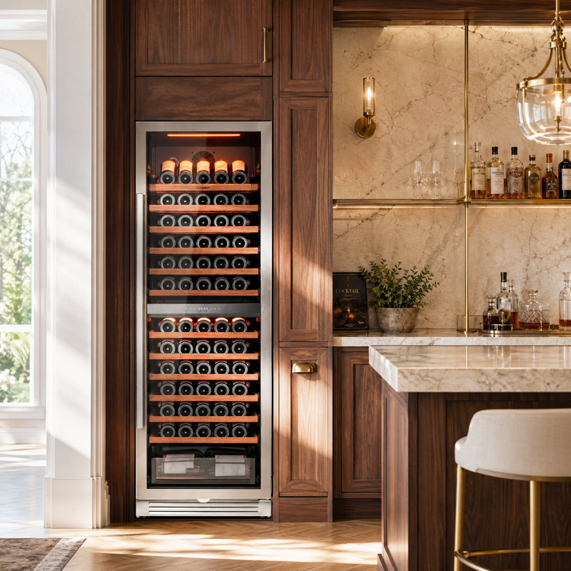 15.1 Cu. Ft. Dual Zone Wine Cooler with 155-Bottle Capacity, Built-In or Freestanding, Right Swing Door, Inverter Compressor