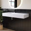 Lavabo vasque rectangulaire en résine de 47 po à fixation au mur pour salle de bain simple avec lavabo gauche en blanc mat 47 po