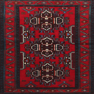 Tapis rouge/brun/beige traditionnel Brattleboro