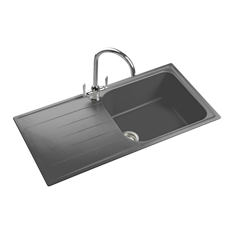 Amethyst 100cm x 50cm Igneous Single Bowl Inset Kitchen Sink, Dove Grey